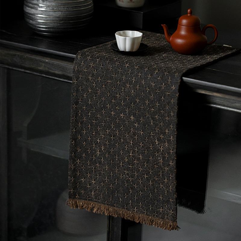 复古香接云纱拼茶席JZ-YHX24桌旗家用中式禅意泡席防水干茶桌布垫