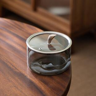 茶5777山峦玻茶璃茶洗缸笔毒洗水盂水洗带盖茶杯消锅耐高温具配件