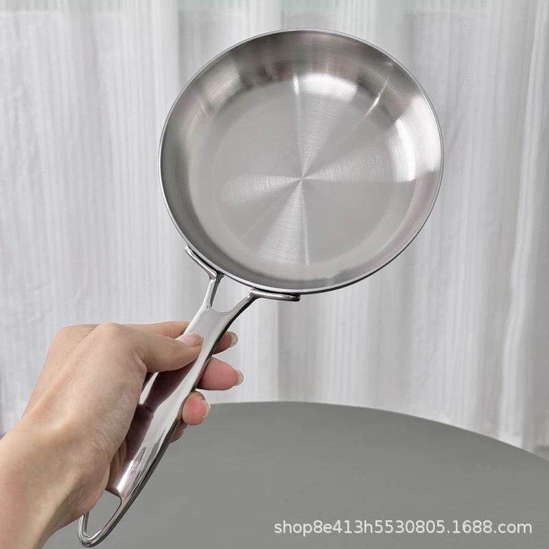 平底锅卓德铭18/10牛不锈钢平底锅4c不粘锅家用小煎1锅煎m蛋饼锅