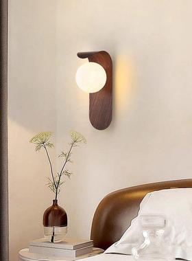 客厅视背景墙23451壁灯简约现代胡电桃木纹酒店卧室头床房过道走