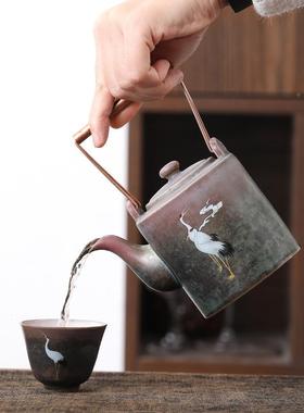 瑞鹤呈祥提XD202048梁壶窑变粗茶单壶陶凉水壶复古具简约茶壶提式