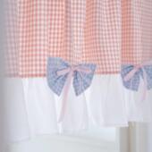 可HEGAY韩系爱浅L粉色门少女蝴蝶结帘厨房小窗帘透光遮挡帘装 CVK