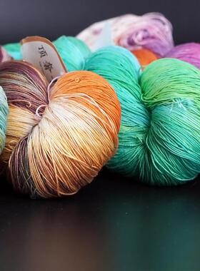 染线6号棉质OUX蕾丝线强捻蕾丝段染渐球变毛线手鞠中绞细柔软夏季