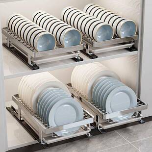 厨碗碟置物架碗橱柜无品牌/盘房内抽拉式放碗架碟拉篮家用碗沥水