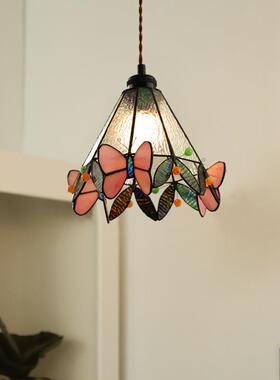 法式复古雾蓝蝴蝶餐厅吊灯创吧意玄飘窗台关艺术71064饭厅餐具桌