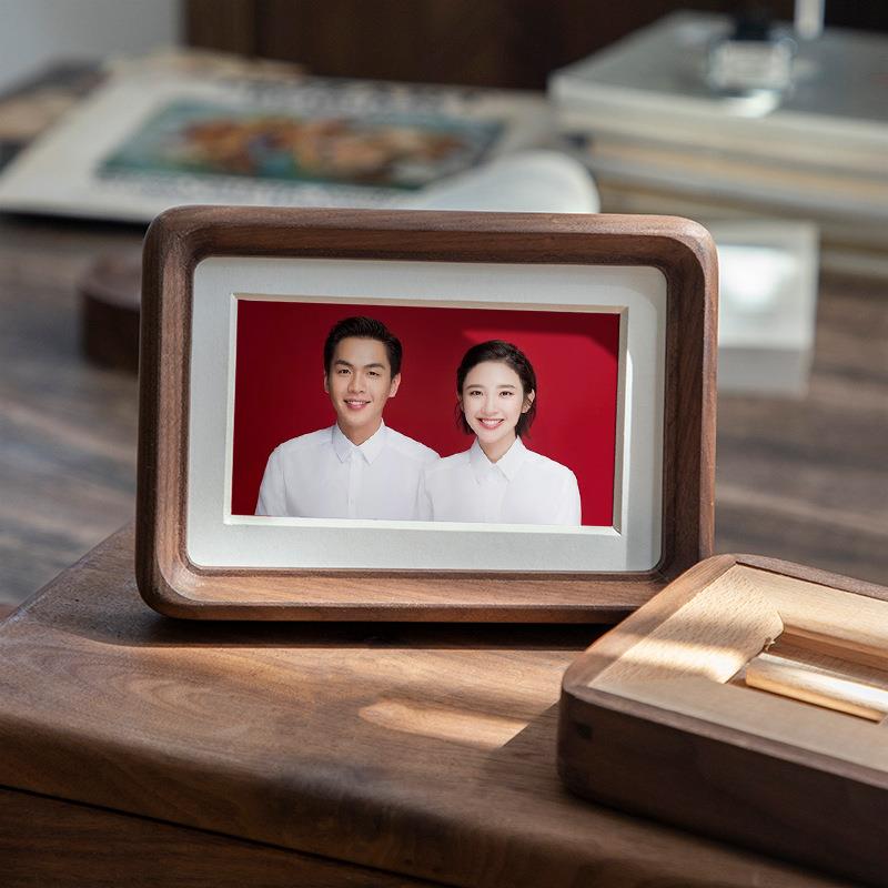 实木结婚记登照相摆台6寸六框榫卯36168结婚证相件婚框纱照洗照片