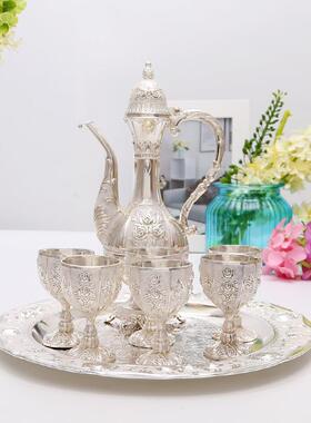 2774意俄罗斯复古合金酒壶8件套装家居酒店饰品摆件送具礼创礼酒