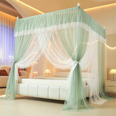 公主风精顶双层纱落地蚊帐美花边床用上品方高YLX-1档宫廷风蚊帐