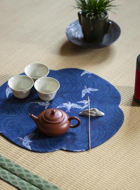 禅艺几堂道苎麻棠海茶垫干泡茶席中式禅意双面隔热茶桌布90956茶
