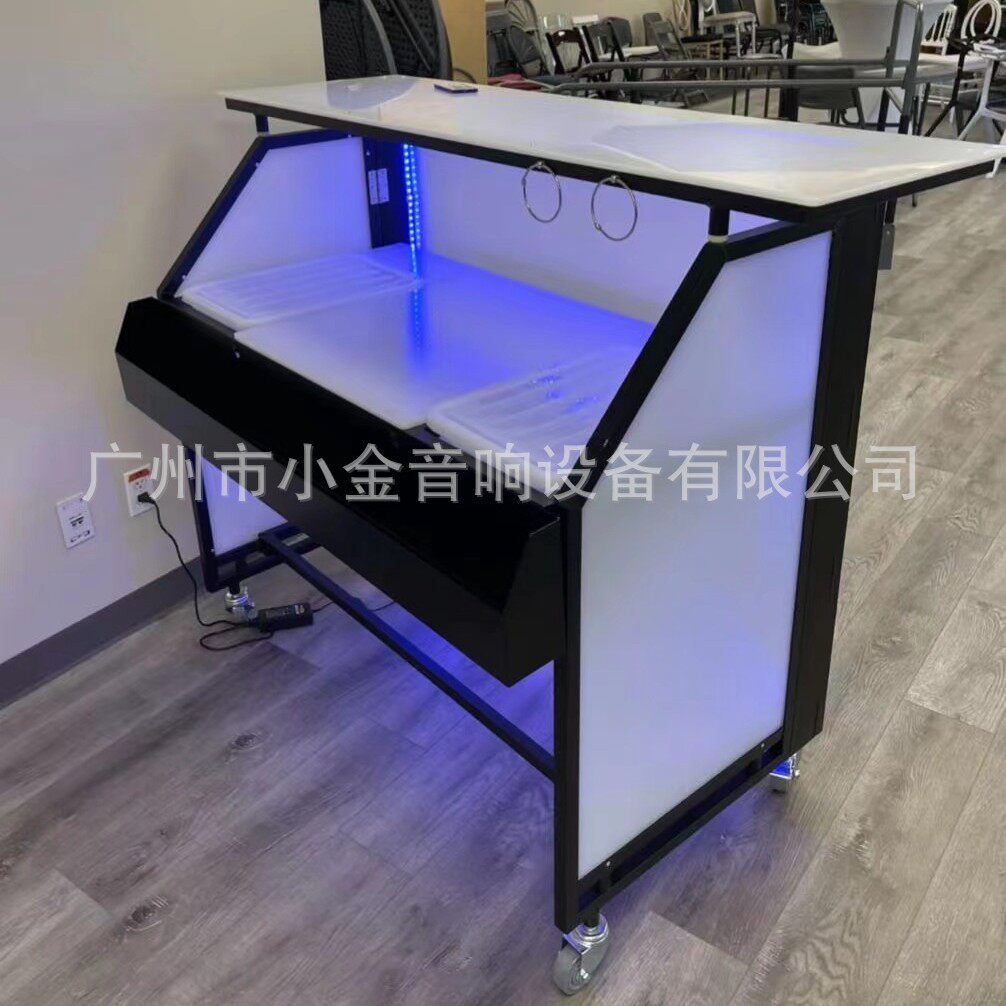 铝合金折叠带轮移动吧椅活动带灯光酒水吧桌广州厂家