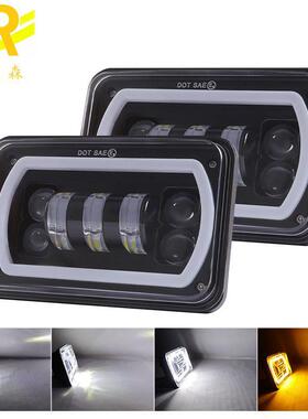 牧马人5寸50W方形大灯4X6远近光白色黄色转向灯前杠灯前照灯检修