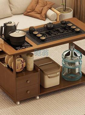 fLE移动茶桌小茶台烧水壶一体家用茶水柜茶车茶桌边柜泡茶几沙发
