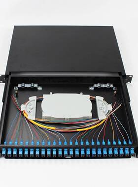 24口抽拉式2机架终端盒机房光线接续盒LC机架式光线配线架满配SC