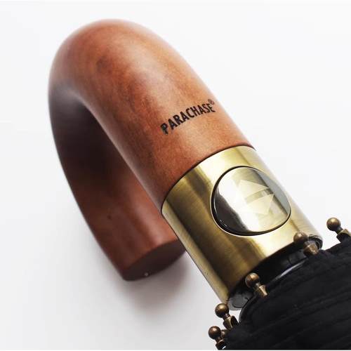 PARACHASE实木伞弯柄三折自动伞商务晴雨加折大115CM男578士叠伞3