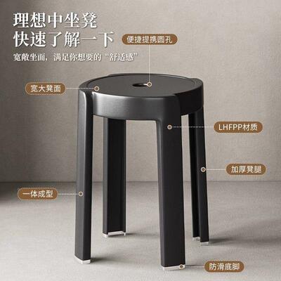 2025新坐款厚塑料凳子加家用特EPV厚现叠代简约可放久舒服高圆凳