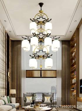 新中式吊灯客厅灯具国风中厅灯酒店餐厅63624别墅工程大灯复式楼