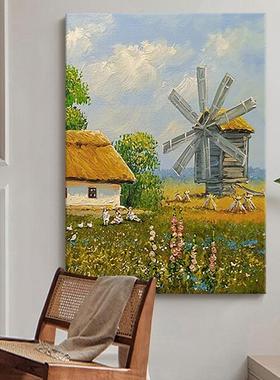 餐厅挂莫奈客厅玄关装油饰画风景田园花ltao1001画园卧室绘画印象