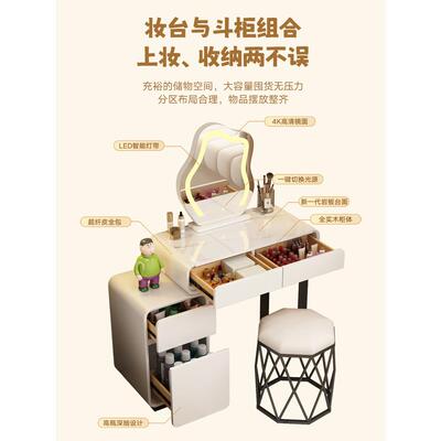 全实奶油梳妆台小型轻奢化妆桌子卧一室小木桌风子HEL化妆台书桌