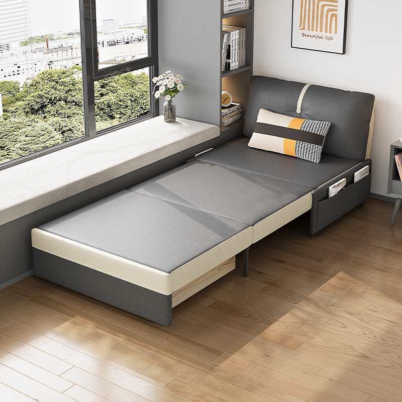 单人位6可0公分无扶手科技布多JZI功能沙发带床折叠宽伸缩实木储