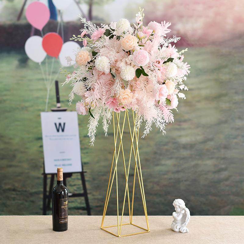 婚摄庆道婚具真花艺民IRE宿酒店主桌花仿电镀花器礼堂软装橱窗影