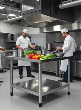 可饭订OQB不锈钢工台长方形正方形桌子厨用房案作板商操作台店打