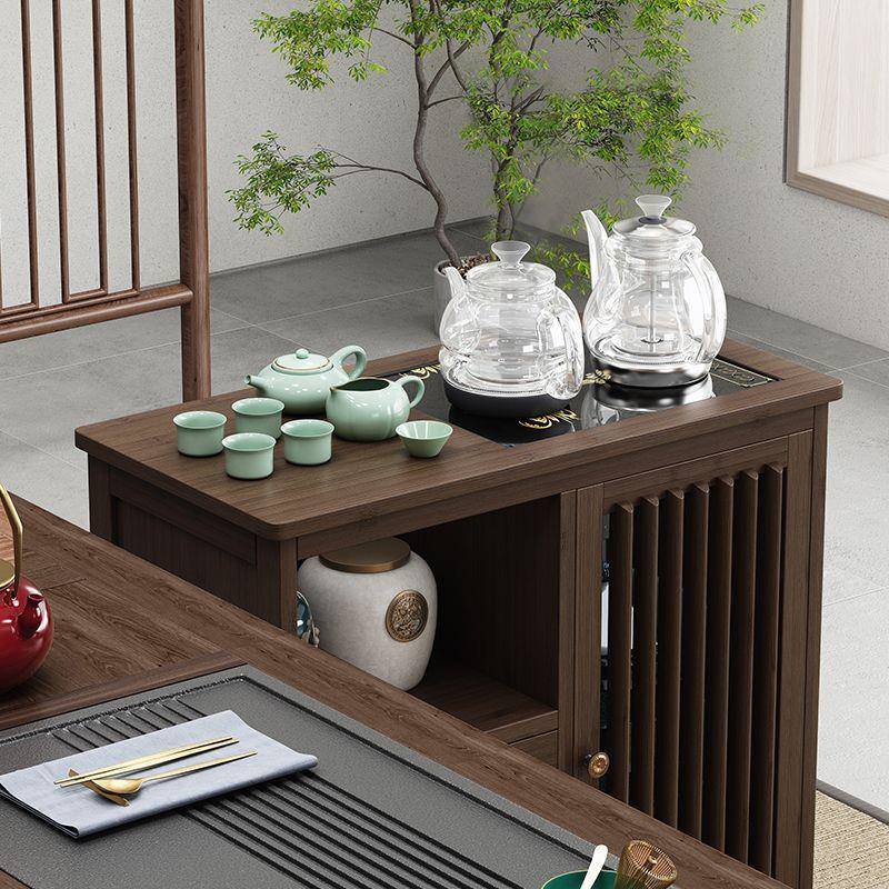 简约茶桌子家用边几沙壶发边柜现代烧水一体QRZ茶柜纳移动柜子几