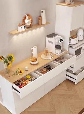 实木餐现边一体墙代简约客BUP厅置物靠柜子储柜物柜橱柜茶水柜收