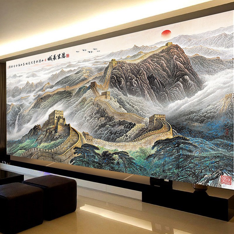 满钻风景客厅大幅钻石画万里长城盛世版点贴钻钻石绣新款