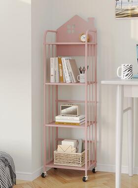 动简易儿童可移铁艺书读带轮阅区放书包置68261架物架落地绘本收