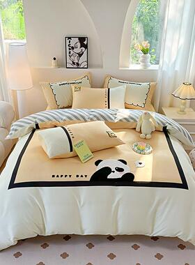 朵卡通被套四件套可爱云熊猫毛巾绣学生三宿舍棉床XNH单件套四季