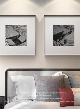 建之筑现21266代中式民美宿黑白装饰画沙发头背景书房床挂画