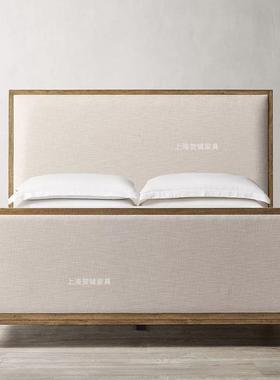 3301美式乡村全实木床橡木1.8米床双人法式古做旧主仿床卧简约RH