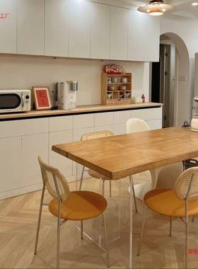 亚克力实木原悬浮桌椅小户型MMI木家餐用厅客书桌电脑桌长方形桌
