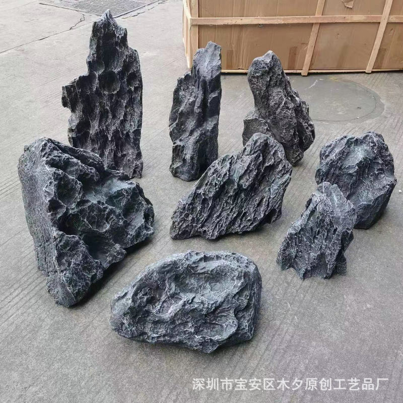 园林景观石头摆件 仿真玻璃钢石头 室内外商场公园小品造景石头