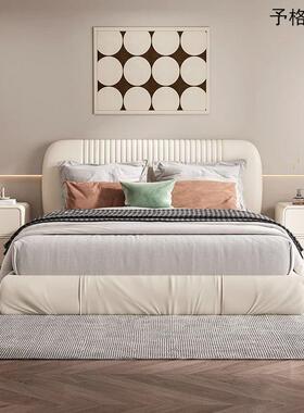 全风实简木整装皮质现奶RZP油床头柜代约卧室家用小户型极简意式