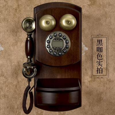 壁用挂电76455机实木复古挂话式挂壁家老式仿古键有线按来显创意