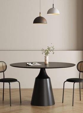 形餐dfg32165桌利德丰岩板餐色桌纯白客厅简约圆桌象圆牙白风家用