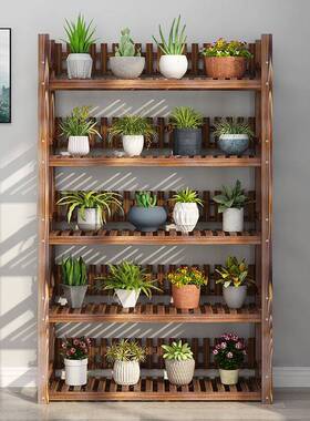 42622花子阳台装落饰客厅地式实木多架肉绿萝置物架室植内花盆多