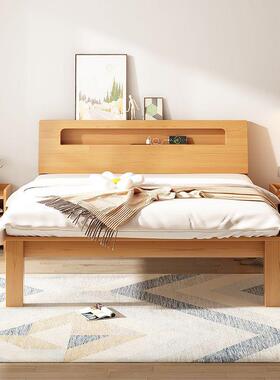 实木双人床1.8VLK米简现代卧室高箱储床物约床1.5m出租1.0米单屋