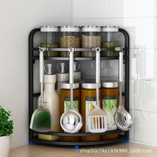 多功能双层不锈钢转角架厨房架物三角架壁置挂角W2022架落调料收