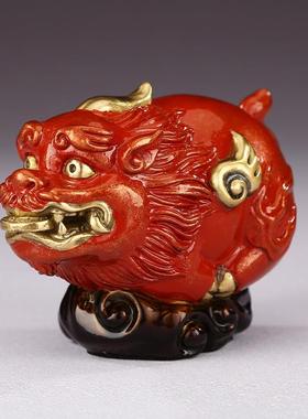 铜欣祥TXXC1118铜吞小貔貅摆件办公室彩桌面财迷你貔貅家居瑞兽摆