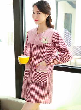 R围I成0T可爱厨做F757T8S9饭裙家用韩版时尚大码防水防油长房袖罩