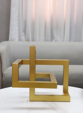 北欧创几何厅抽象交错金属摆意件客卧室视玄关酒1401店电柜家居装