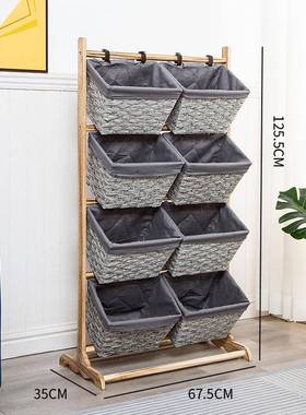 家用置物落地储物卧架室客厅书报架架多层收65521纳田园艺零食布