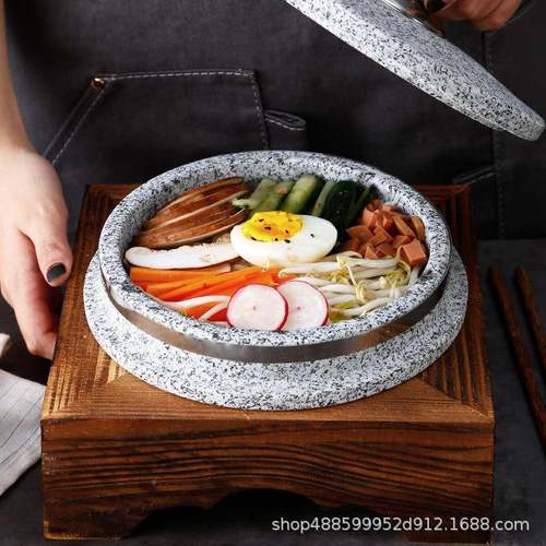 石锅拌饭日专石用锅盖石碗0004煲仔饭石锅菜石锅韩料带理煲拌饭碗