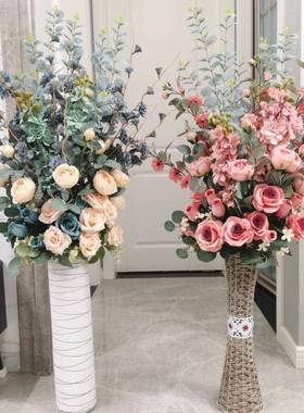 落地高档玫假花瑰花花居家新房装饰花婚庆酒店花艺插030201套绢装