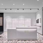 免费设计白高展示柜简约色烤漆眼镜档店玻璃中靠墙展岛示架199收