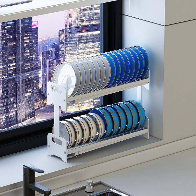 厨房物层架不锈钢30收4沥水碗架窄款AZS水池边双窗台置碗碟纳架小