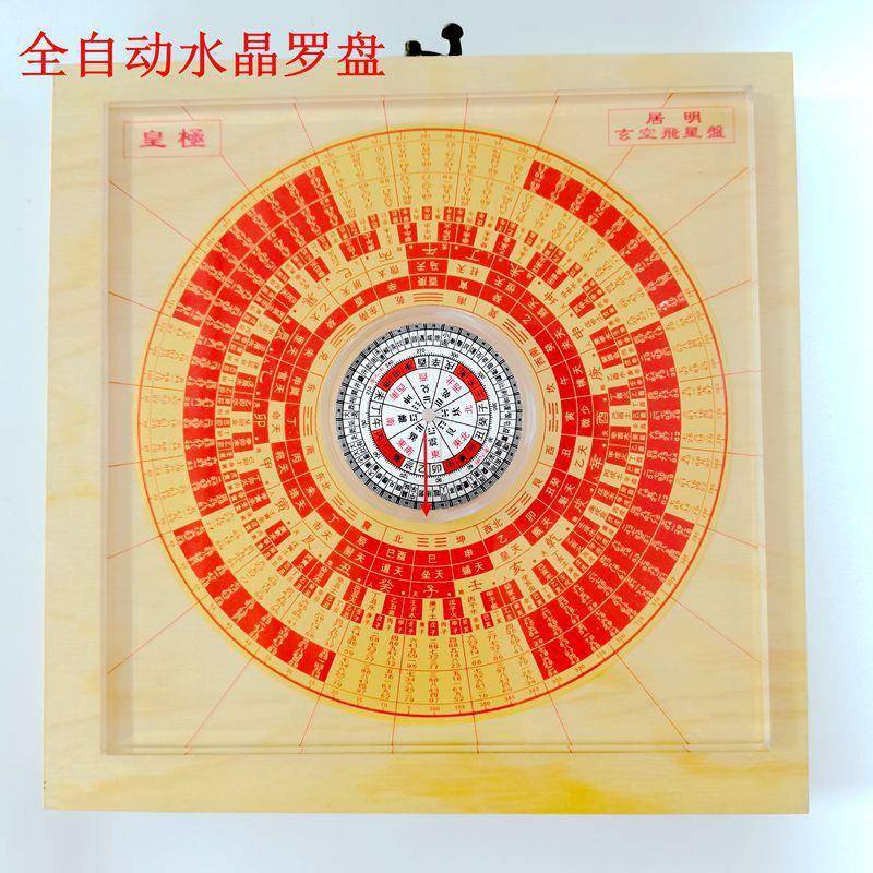 手工归福达水晶透明6寸全自动风水罗盘三合皇极玄空飞星盘