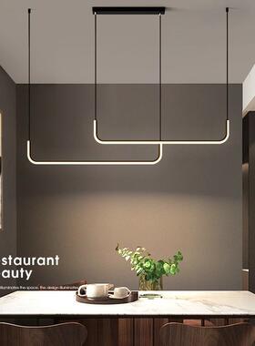 LED吊灯北欧餐厅吊灯三色创意个性吧台灯艺术现代简约led长条灯